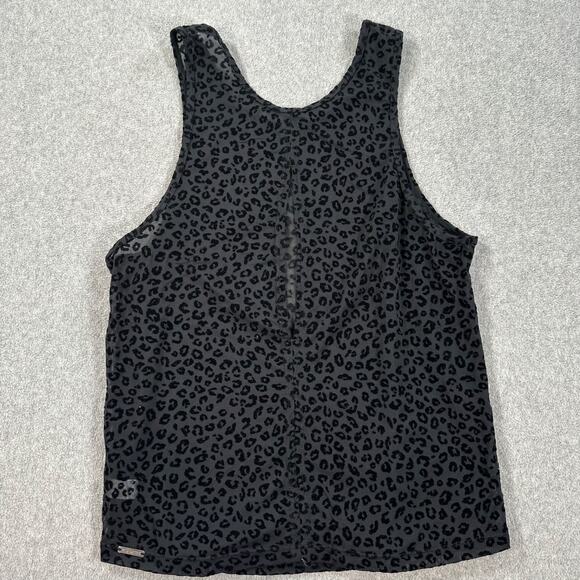 Zyia Active XL Black Leopard Burnout Mesh Tank Top Sheer Sleeveless Shirt - Picture 7 of 8